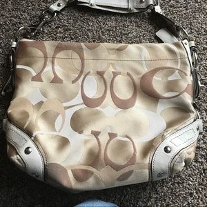Coach purse cream and tan